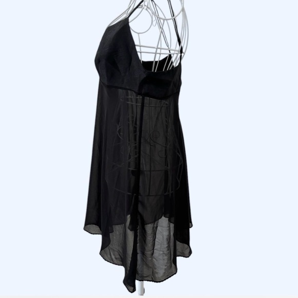 90s Victoria Secret Black sheer mesh slip dress with tie and bow detail - Picture 3 of 6